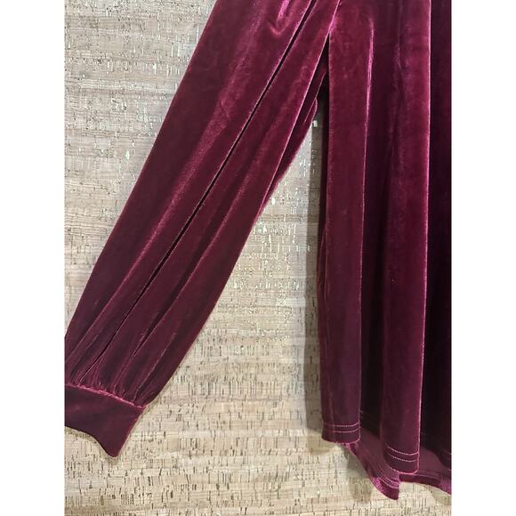 Women's Velvet Long Sleeve Top With Puff Shoulders Size Small - Picture 3 of 8